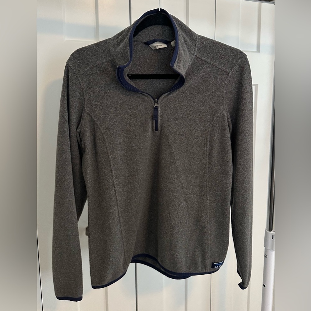 L.L. Bean Gray and Blue‎ Fleece Pullover